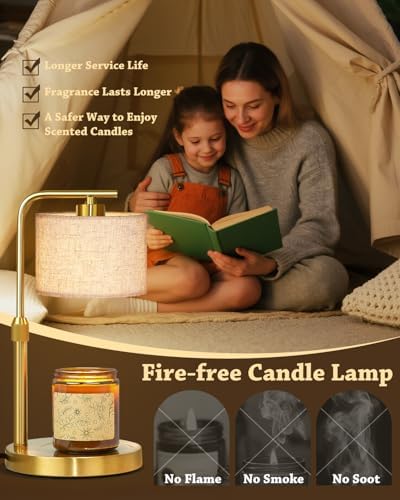 Candle Warmer Lamp with Timer Dimmer, Height Adjustable Candle Wax Warmer Candle Lamp for Jar Candles with 2 Bulbs, House Warming Gift for Home Room Decor, Birthday Gifts for Women Mom (Gold) - Image 5
