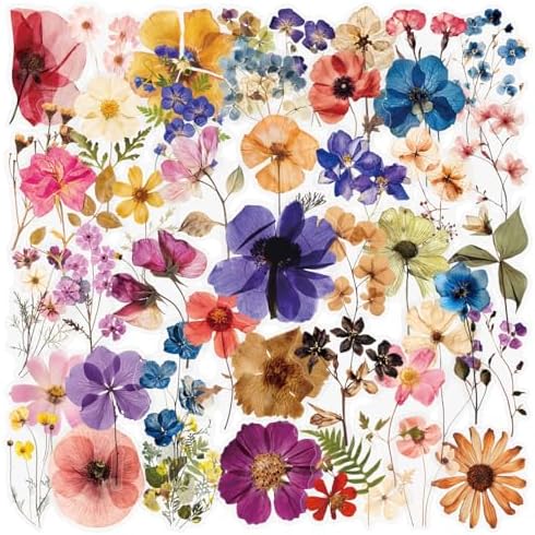 50PCS Transparent Flora Scrapbook Stickers, Vintage Aesthetic Flowers Sticker for Scrapbooks Travel Journal, Vinyl Waterproof for Water Bottles Laptop Phone Scrapbook Supplies DIY Crafts (Flower-B) by Unknown