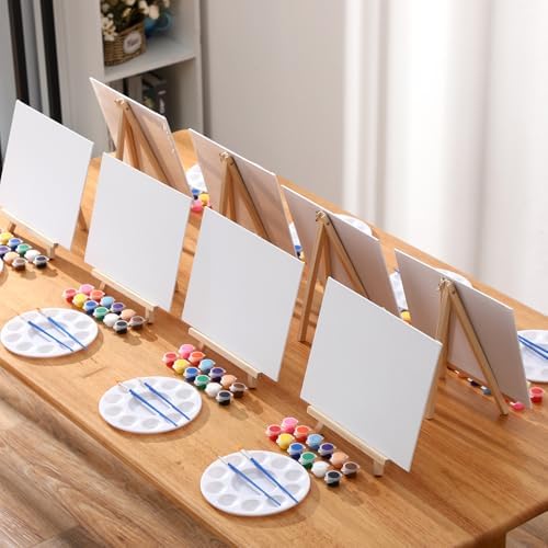 Qilery 24 Set 8 x 10 Inch Canvas Boards and Easel for Painting, Acrylic Paint Strips, Brushes, Palettes, Art Painting Kits for Artists Beginners Oil Acrylic Craft Party Favors - Image 6
