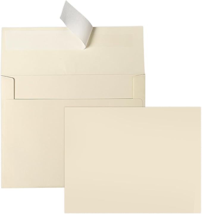 Ivory Blank Cards and Envelopes (Not-Folded), Goefun Cream Flat Note Cards 4.25 x 5.5 and A2 Envelopes Self Seal 100 Pack for Wedding, Invitations, DIY Notecards, Birthday & All Occasion