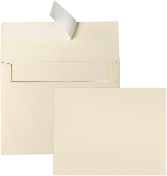 Ivory Blank Cards and Envelopes (Not-Folded), Goefun Cream Flat Note Cards 4.25 x 5.5 and A2 Envelopes Self Seal 100 Pack for Wedding, Invitations, DIY Notecards, Birthday & All Occasion