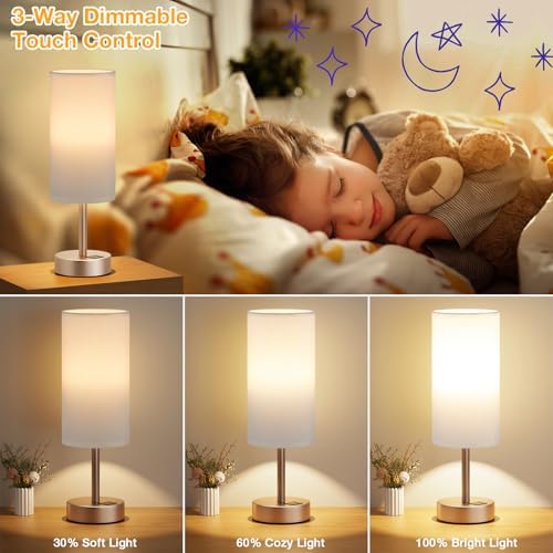 Dicoool Bedside Table Lamp for Bedroom - 3-Way Dimmable Touch Lamp, USB A+C - Image 3