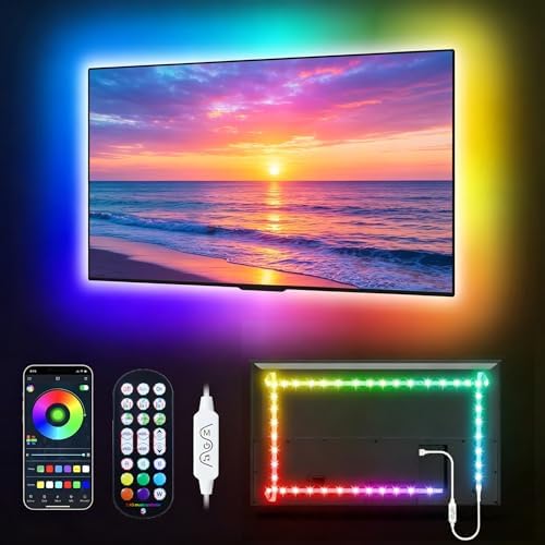 MATICOD LED Lights for TV Led Backlight, 16.4ft RGB Led Strip Lights for TV Lights Behind, USB Led Light Strip for 55-70in TV, Bluetooth APP Control Music Sync Strip Lighting for Christmas Decorations by MATICOD