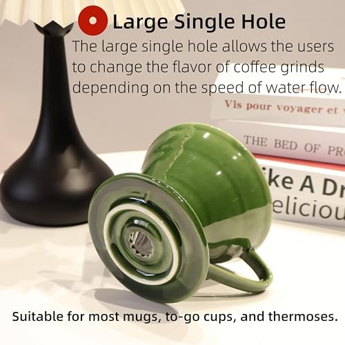 Ceramic Pour Over Coffee Dripper 01 with 50 Pack Filter, Green - Image 6