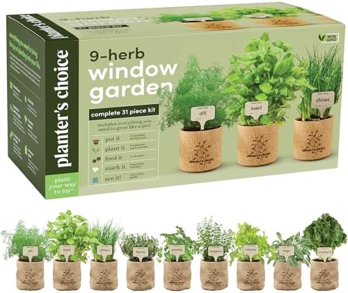 9 Herb Indoor Window Garden Kit - House Plants Seeds - Birthday Gifts by Planters%27+Choice