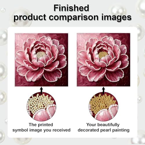 LQCrafK DIY Pearl Art Painting Handcraft Kit for Adults Beginners with Tools and Framed Painting, Creative Design,Self-Adhesive, Healing Stress-Relieving Home Wall Decoration-Flower - Image 7