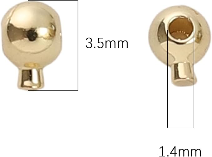 14K Gold Plated Round Fishing Line Buckle 3.5mm End Caps 30pcs for Jewelry Making Findings