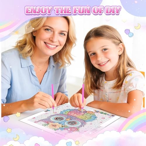 GHHKUD Owl Diamond Art Painting Kits for Adults with Frame, Diamond Art Animals Crafts for Ages 4-6-8-12, Easy to DIY Gem Painting Gifts Home Wall Deco 15x15cm (Beautiful Packages) - Image 3