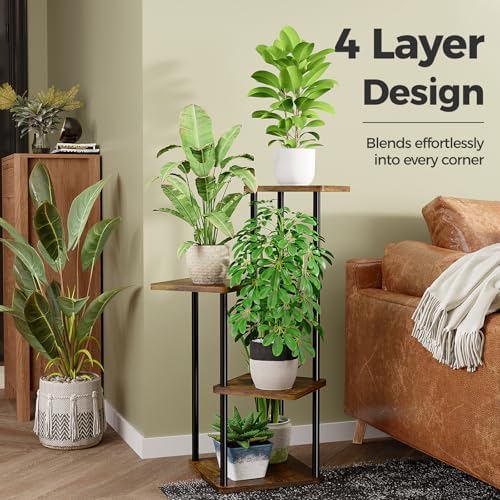 Bamworld Small Plant Stand 4 Tier Corner Plant Shelf for Indoor Plants - Image 4