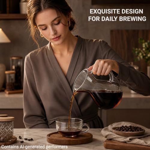 Pour Over Coffee Maker Set with Reusable Stainless Filter 20 fl oz, Heat-Resistant Borosilicate Glass Paperless Pour Over Coffee Dripper with coaster for Home Daily Coffee - Image 6