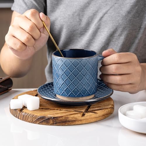 GBhome 6 OZ Stackable Coffee Mugs Set of 4, Ceramic Coffee Cups Set - Image 5