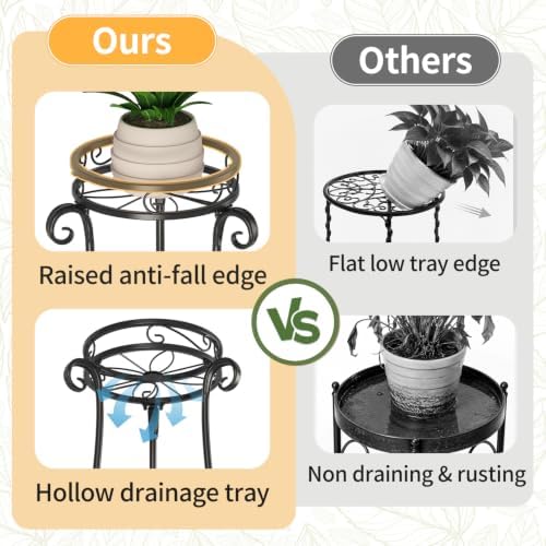 LASZOLA 3 Tiers Metal Corner Plant Stand Tall with Light for Indoor Outdoor - Image 3