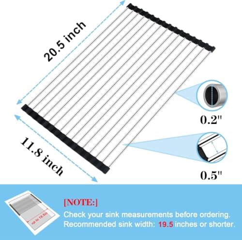 Roll Up Dish Drying Rack Over the Sink Stainless Steel Kitchen Dish Drainer - Image 3