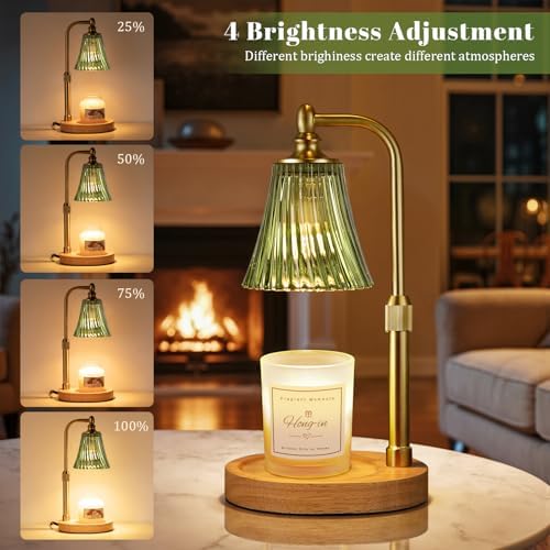 Hong-in Green Candle Warmer Lamp with Timer Dimmable,Birthday Gifts for Women,Adjustable Height Wax Melt Warmer for Jar Candles,House Warming Gifts New Home,Ideal for Office,Dorm,Bedroom Home Decor - Image 2