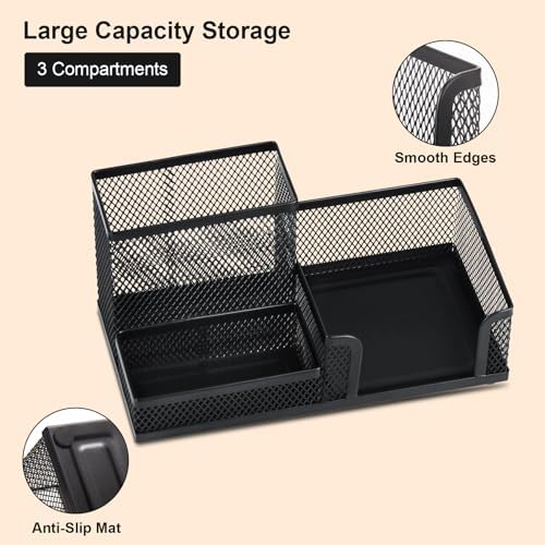 Comix Mesh Pen Holder, Desk Organizer for Home Office, Black - Image 3
