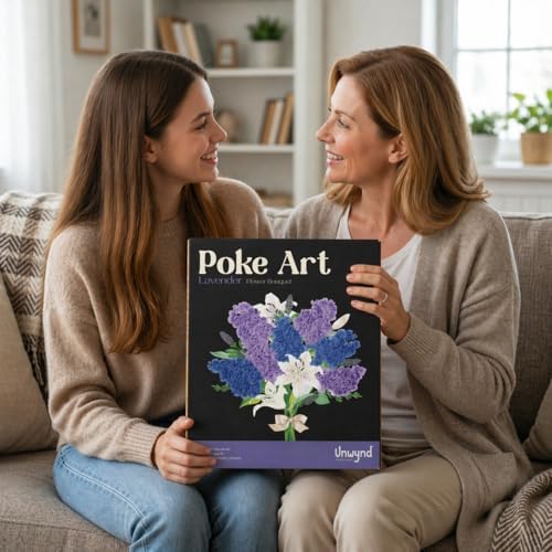 Unwynd Poke Art Lavender Flower Bouquet Kit for Adults, Women and Teens - Image 2