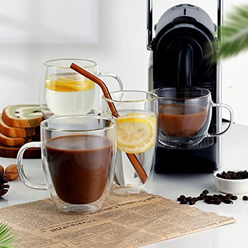 CNGLASS Large Double Wall Glass Coffee Mug 17 oz,Insulated Glass Coffee Cups with Handle,Set of 1 - Image 5