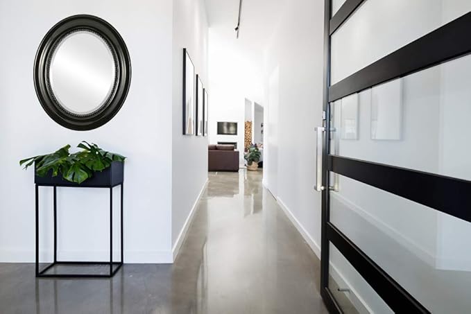 OVALCREST Oval Beveled Wall Mirror for Home Decor - Heritage Style - Gloss Black - 27x33 Outside Dimensions
