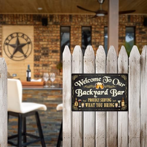 Putuo Decor Bar Signs, Welcome to Our Backyard Bar, 10" x 8" Aluminum Wall Mount Decorative Sign for Home Bar, Pub, Man Cave - Image 4