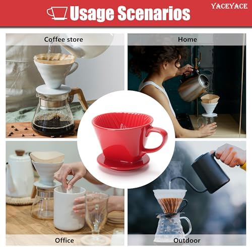 Pour Over Coffee Dripper Ceramic, Small Size, Red Single Hole - Image 7