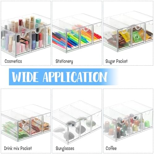 6 Drawers Tea Bag Organizer, Clear Acrylic Tea Bag Storage Organizer, Stackable Tea Packet Drawers Holder for Cabinet, Pantry, Kitchen, Countertop - Image 6