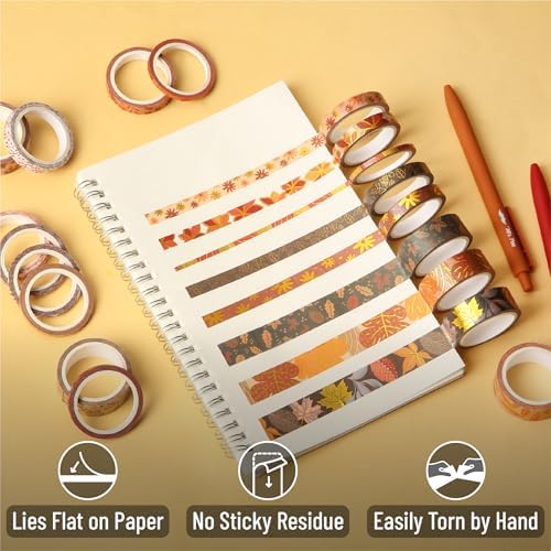 Mr. Pen- Washi Tape Set, 21 Rolls, Assorted Sizes, Autumn Leaves - Image 5