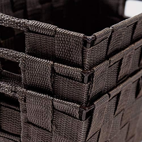 homyfort Woven Shelf Storage Tote Basket Bins Container, Storage Boxes Cube Organizer with Built-in Handles for Bedroom, Office, Closet, Clothes, Kids Room, Nursery 3pack(Brown) - Image 6