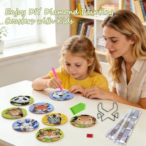 Leatrice 8 PCS Diamond Art Coasters Set Diamond Painting Kits for Adults - Image 4