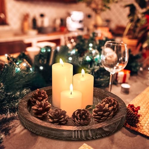 Round Wood Trays Home Decor Farmhouse Coffee Table Centerpieces Decorative - Image 4