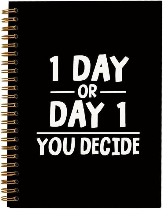 Motivational Black Women Notebook Journal, One Day Or Day One You Decide Inspirational Notebooks, Motivational Gifts Journal for Women Men, Office Desk Supplies, Notebook for Need To Remember 5.5x8.3