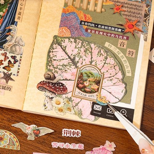 Aesthetic Die-Cut Sticker Book - 30 Sheets Matte & Tactile Finish Vintage Journaling Scrapbooking Supplies for Adults & Crafts - Image 5