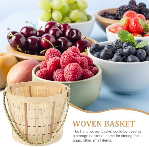 Woven Basket for Fruit and Eggs, Small Handheld Storage Basket, Natural Material, Large Capacity Organizer for Kitchen and Picnic Use - Image 5