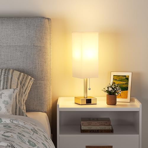 Gold Bedside Table Lamp for Bedroom - Desk Lamp For Nightstand, USB C+A - Image 5