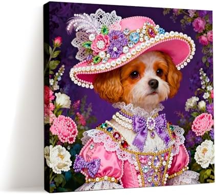 LQCrafK DIY Pearl Art Painting Handcraft Kit for Adults Beginners, Healing Stress-Relieving Home Wall Creative Design Decoration, Framed Painting with Tools-Dog by LQCrafK