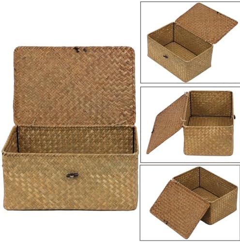Seagrass Wicker Storage Basket with Lid, Large, Natural - Image 6
