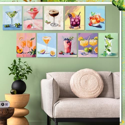 Affrolling 12 Pcs Pre Drawn Canvas for Painting for Adults 8 x 8 Inch Canvas Painting Kits Stretched with Drawing Ready to Paint Beginner Artists Date Night Party Supplies(Cocktail) - Image 5