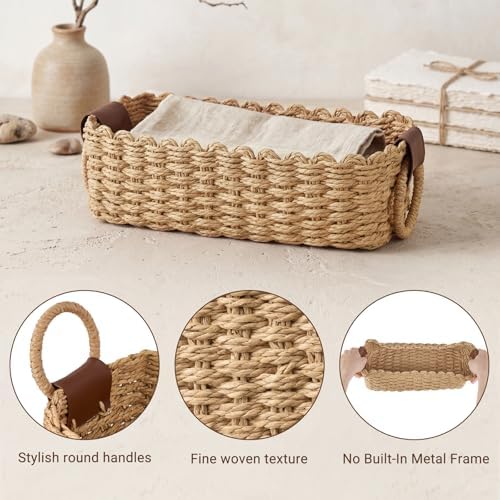 Mkono Small Paper Rope Storage Baskets, 2 Pack Woven Bins for Organizing - Image 5