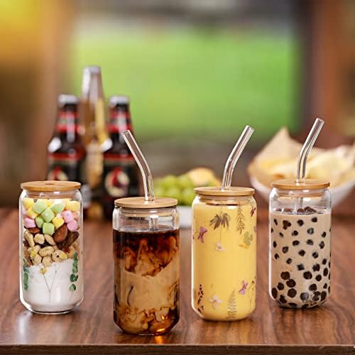 2 Pack Glass Cups with Bamboo Lids and Straws 16 oz, Gifts for Women, Drinking glasses set, Iced Coffee, Tea Cup, Cute Aesthetics Tumbler Cup, Mothers Day, Birthday Gifts for Her Mom - Image 4