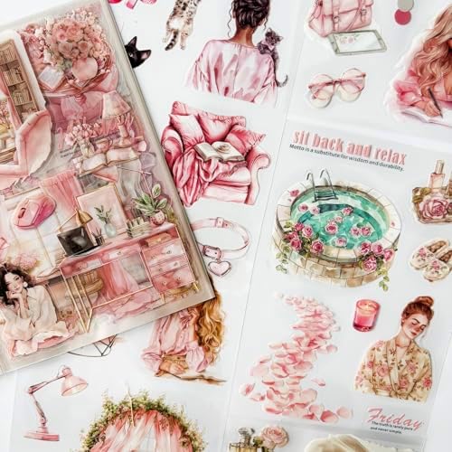 Journaling Stickers for Scrapbooking Supplies, Girls Scrapbook Sticker Book by Kesari