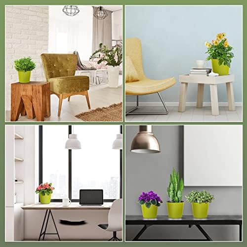 Self Watering Planters for Indoor Plants 7 inch Flower Pot with Water Level Indicator Lemon Green 3 Pack African Violet Self Watering Pots for All Orchid Agave - Image 4