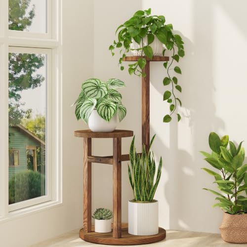 iDavosic.ly 2 Tier Wood Plant Stand Indoor Outdoor Corner Tall Shelf, Brown by iDavosicly
