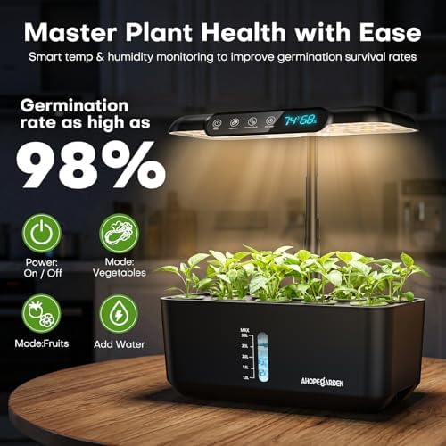 Ahopegarden Hydroponics Growing System: 10 Pods Temp ＆ Humidity Display - Image 3