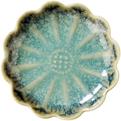 Lotus Ring Holder Dish Small Indoor Ash Tray, Ceramic Dessert Plate Trinket Jewelry Holder Organizing Necklace Earrings for Parents Friends Sister, Deep Green. All Jewelries Are NOT Included. by JAMEND+CLXP