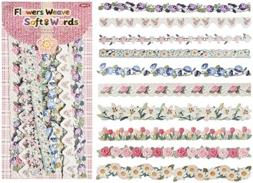20Pcs Vintage Stickers,Aesthetic Long Strip Paper Border Decorative Sticker for Adult Card Making Letters Planner Scrapbooking Journaling Junk Journal Water Bottles Art Craft,Flower Woven Words by Bestartsuppliesforyou