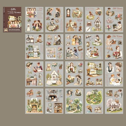Alideco 20pcs Scrapbook Stickers Vintage Classic Literary Stories Sticker Book for Adults Sticker journaling Stickers for Scrapbooking (xiaofuren) - Image 2