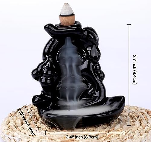 Waterfall Backflow Incense Burner Ceramic Incense Holder Incense Cone Holder Fountain Aromatherapy Home Decor Office Gifts(Calabash) - Image 2