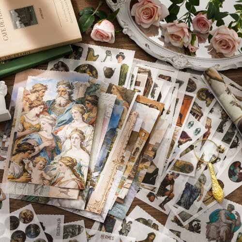 500PCS Washi Stickers for Scrapbook Supplies,Vinatge Art Scrapbook Paper - Image 3