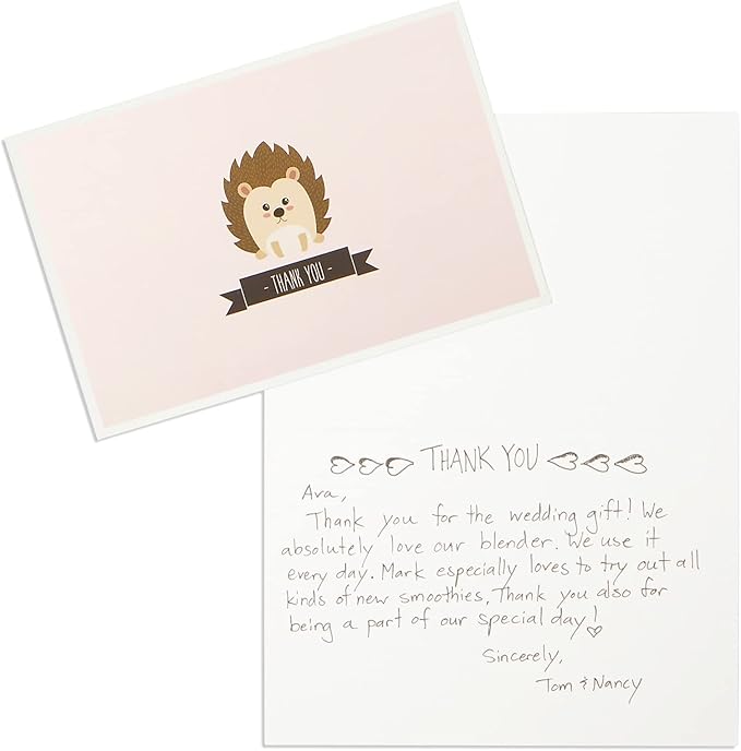 Best Paper Greetings Baby Shower Thank You Cards with Envelopes - Funny Woodland & Cute Animal Designs - Premium Cardstock Greeting Cards with Adhesive Envelopes - 6 Designs, Pack of 48, 4 x 6 In