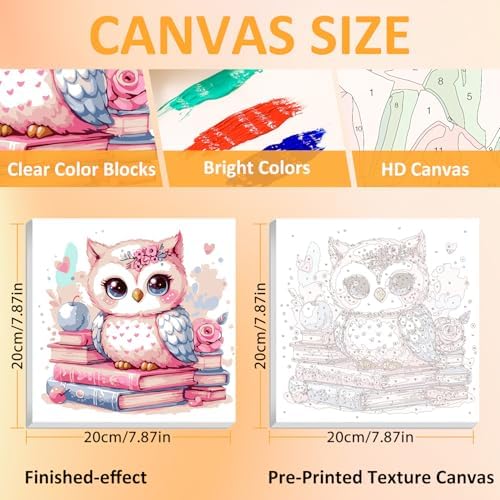 Owl Paint by Numbers Kit for Kids, 8x8 inch - Image 2