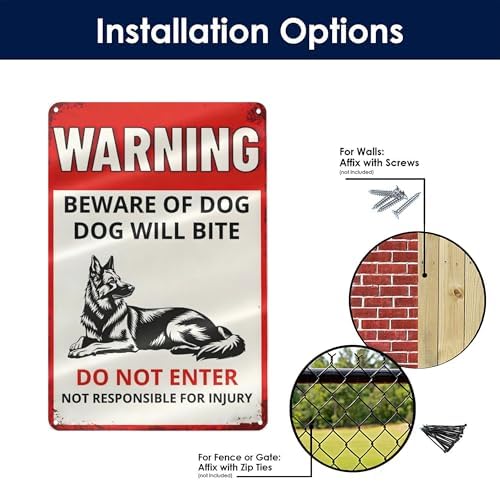 Warning Beware Of Dog Sign Dog Will Bite German Shepherd Aluminum Metal Tin Signs Outdoor Yard Sign Warning Sign For Fence Yard Home Kitchen Farm Garden Wall Decor 8x12 Inch - Image 4